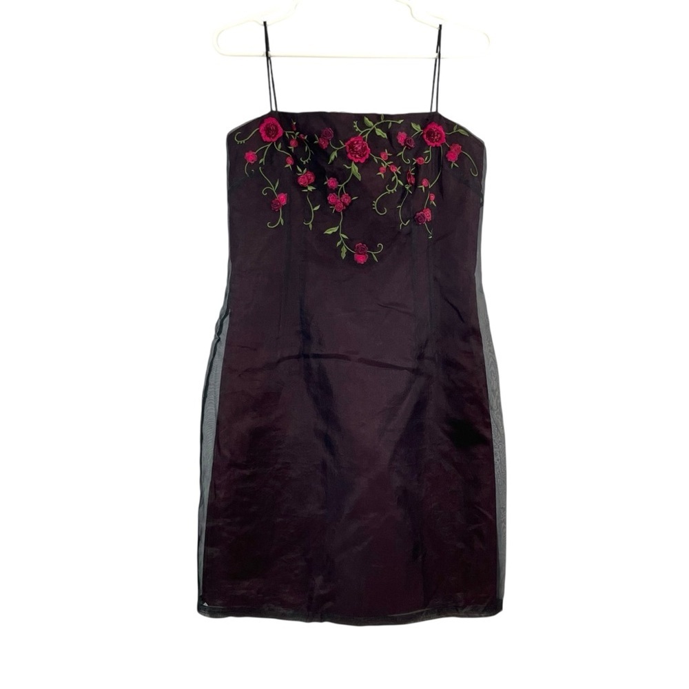 Laundry By Shelli Segal Black Dress with Red Floral Design
